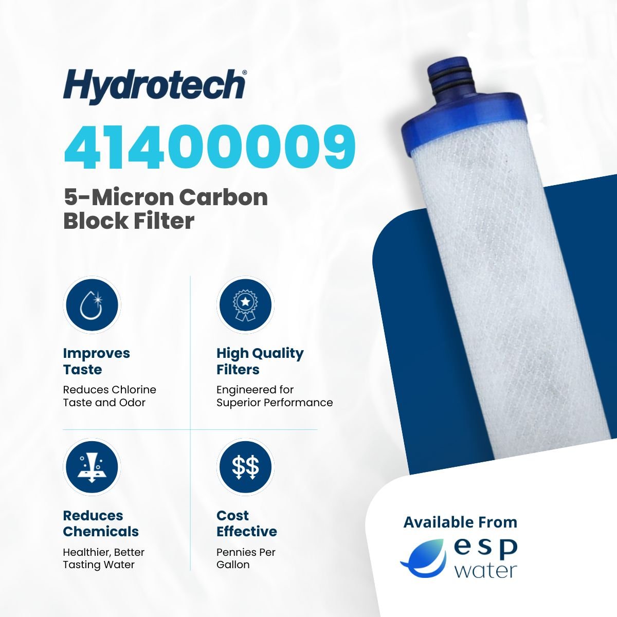 Hydrotech 41400009 Carbon Block Filter 5 Micron 2" x 11.5" 41400009 - ESP Water