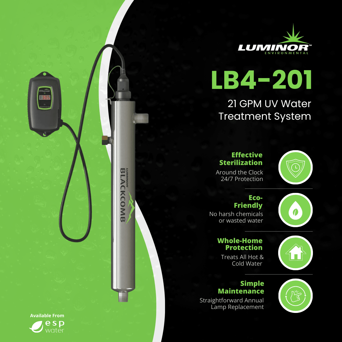 Luminor Blackcomb 4.1 LB4 - 201 UV System 21 GPM 1" MNPT LB4-201 - ESP Water