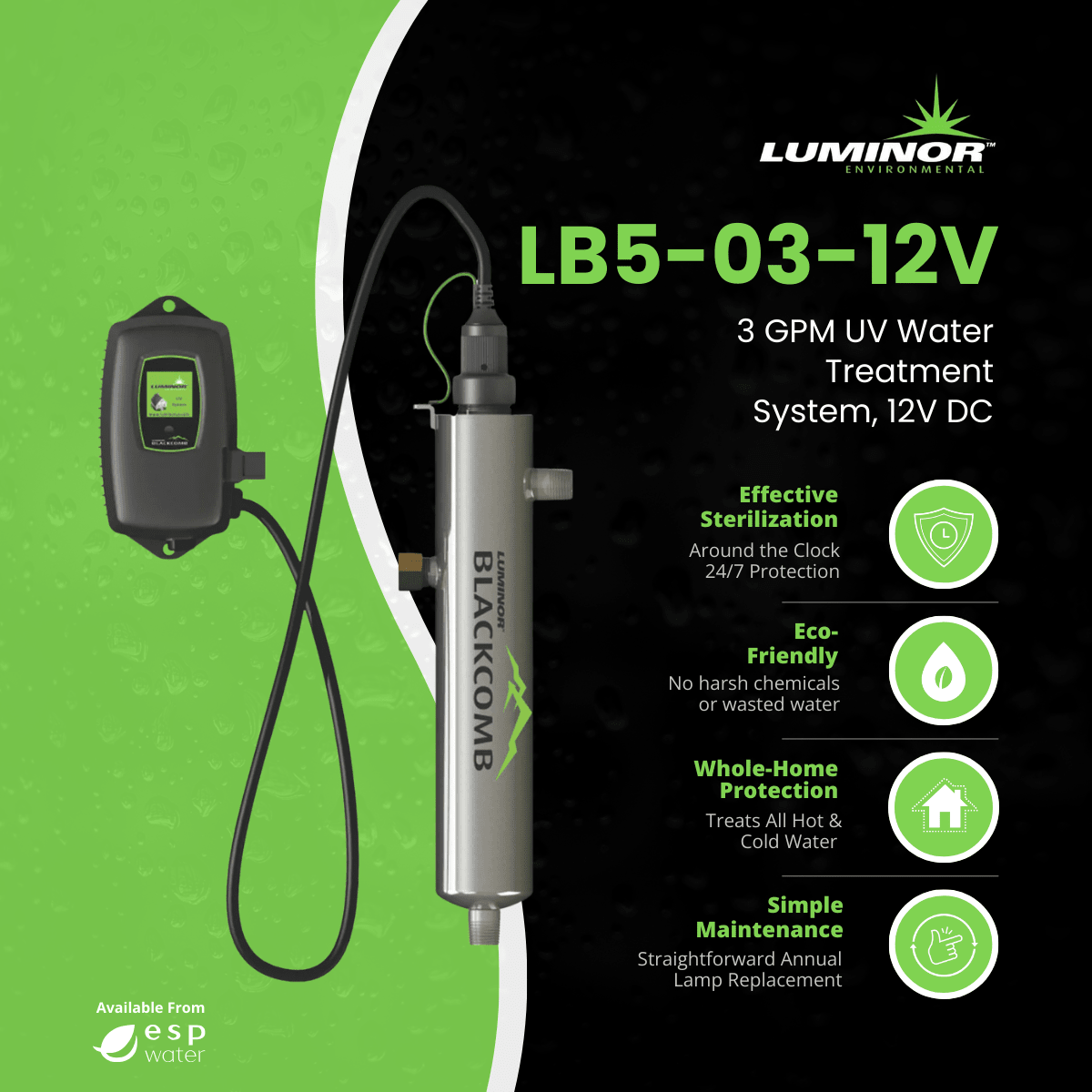 Luminor Blackcomb 5.1 LB5 - 03 - 12V UV System 3 GPM 12 VDC LB5-03-12V - ESP Water