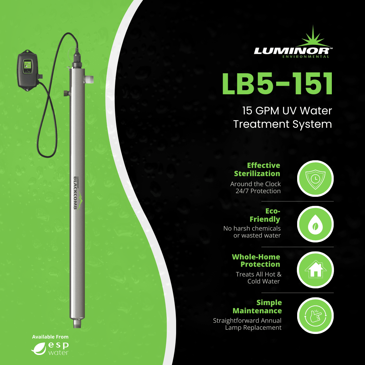 Luminor Blackcomb 5.1 LB5 - 151 Ultraviolet System 15 GPM LB5-151 - ESP Water