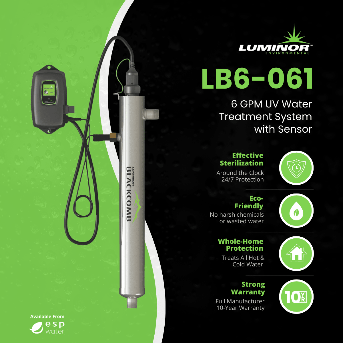 Luminor Blackcomb 6.1 LB6 - 061 UV System with Sensor 6 GPM 3/4" MNPT LB6-061 - ESP Water