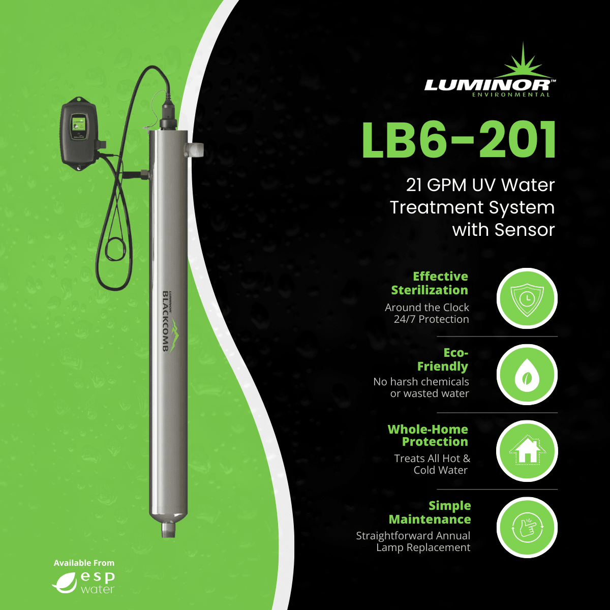 Luminor Blackcomb 6.1 LB6 - 201 UV System with Sensor21 GPM 1" MNPT LB6-201 - ESP Water