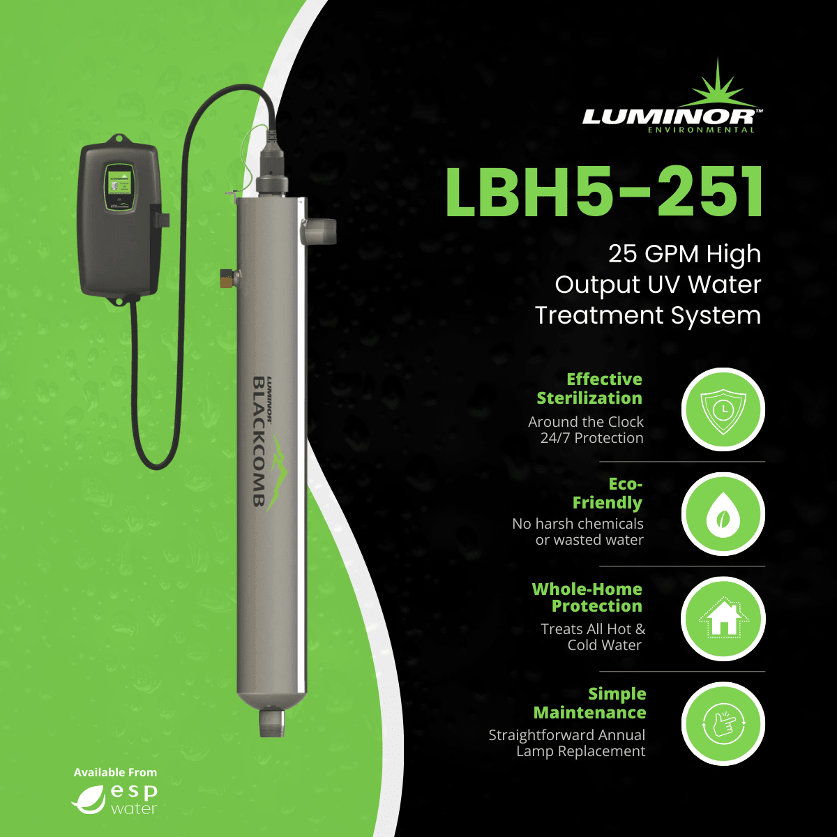 Luminor Blackcomb - HO 5.1 LBH5 - 251 UV System 25 GPM 1" MNPT LBH5-251 - ESP Water