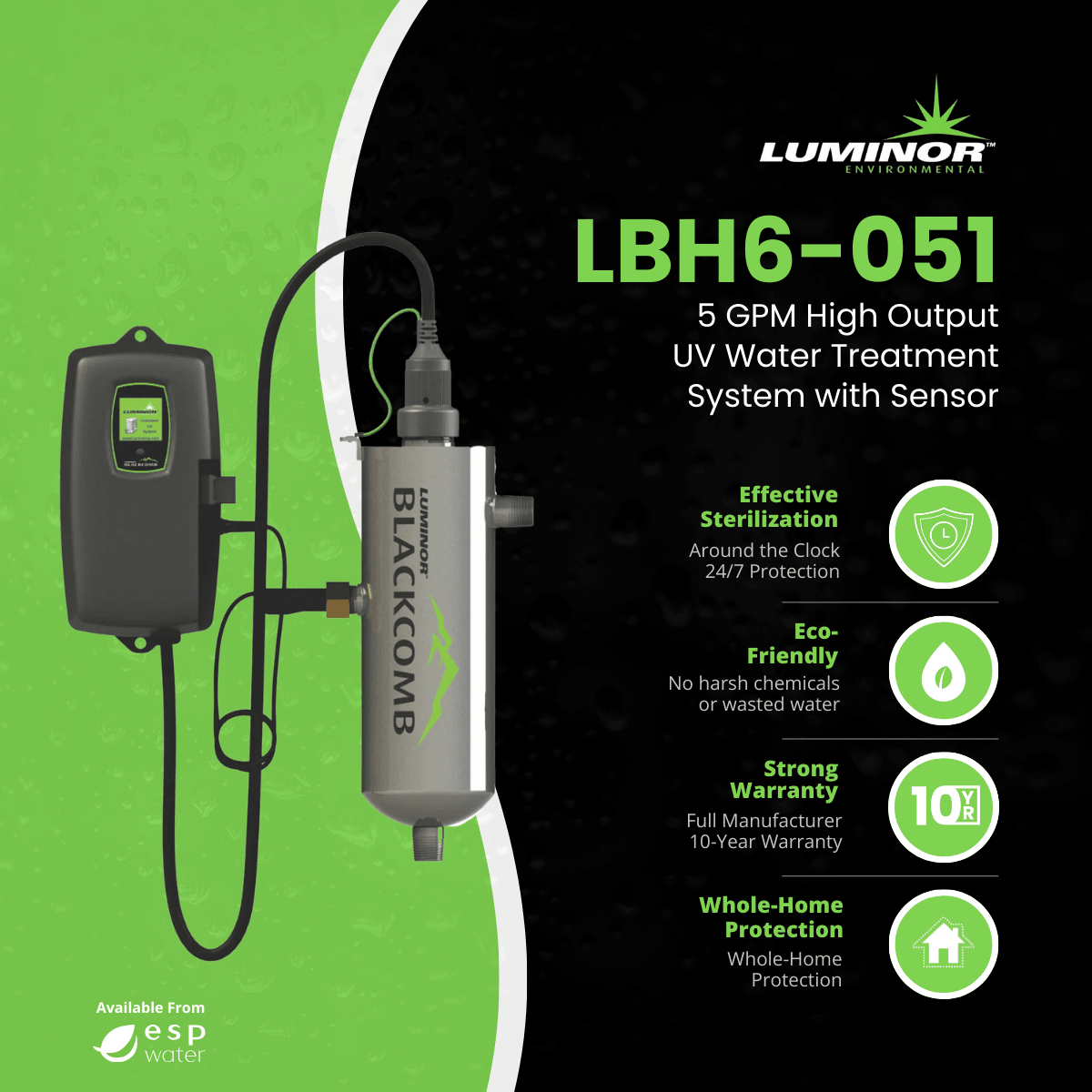 Luminor Blackcomb - HO 6.1 LBH6 - 051 UV System with Sensor 5 GPM 1/2" LBH6-051 - ESP Water