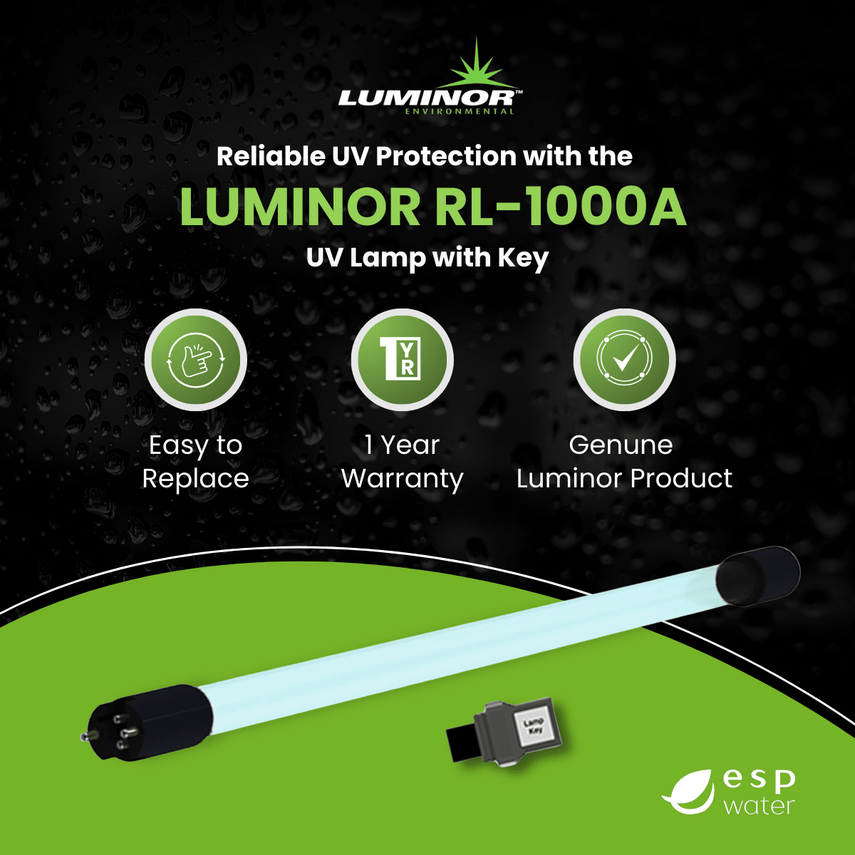 Luminor RL - 1000A UV Lamp for LR6 - 855, LR6 - 1755, LK6 - A22, LK6 - A42, LK6 - A62 RL-1000A - ESP Water