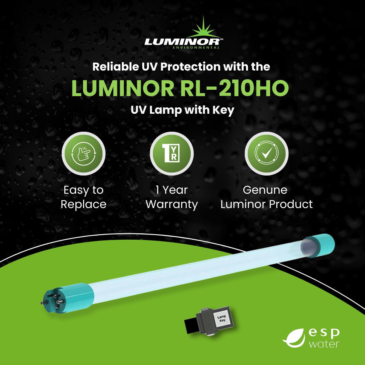 Luminor RL - 210HO Replacement UV Lamp for LBH4 - 051, LBH5 - 051, LBH6 - 051 RL-210HO - ESP Water