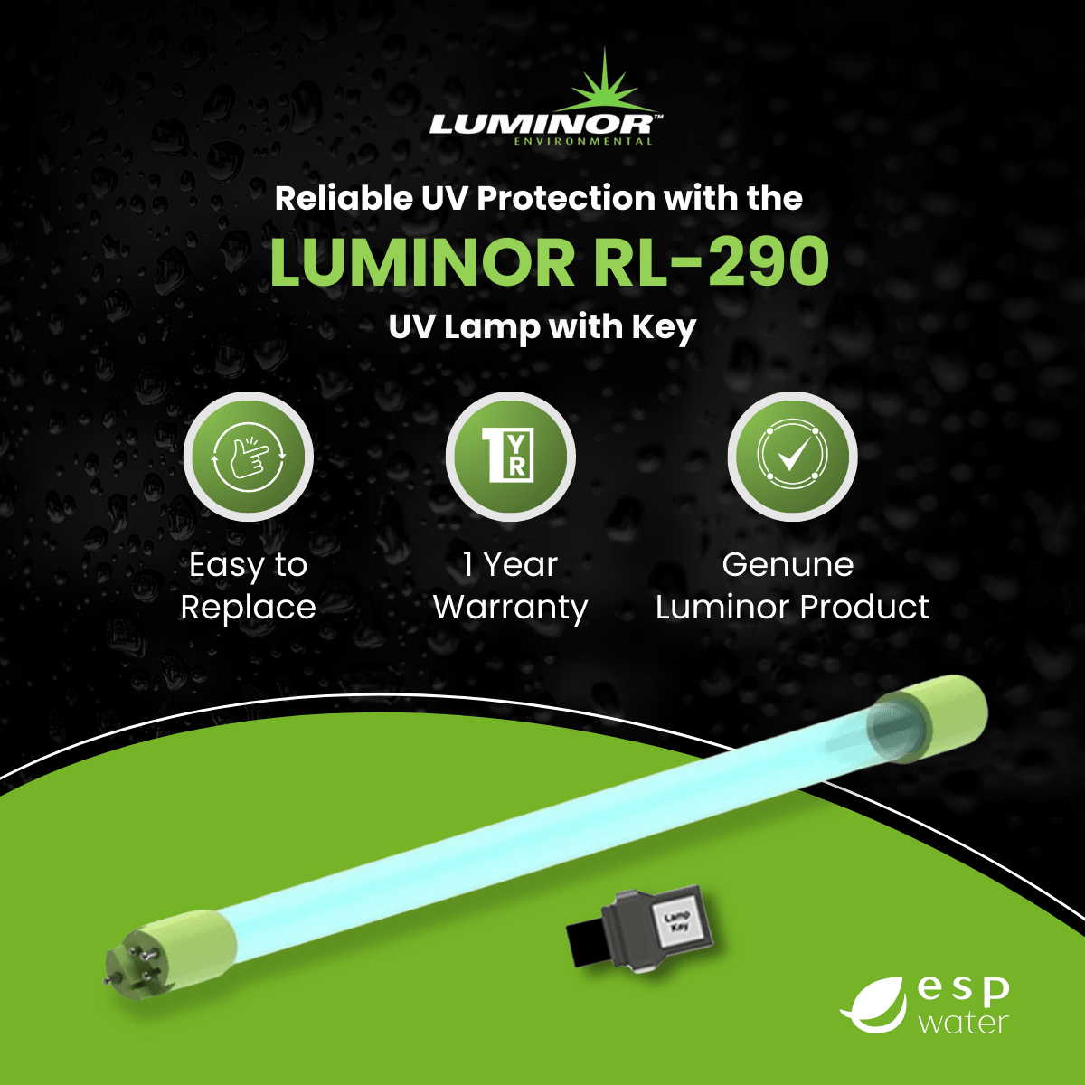 Luminor RL - 290 UV Replacement Lamp with Key for LB4/5/6 - 031 Ultraviolet System RL-290 - ESP Water