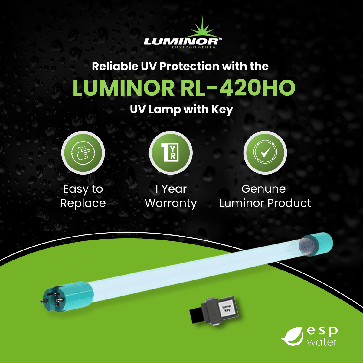 Luminor RL - 420HO UV Replacement Lamp for LBH4 - 151, LBH5 - 151, LBH6 - 151 RL-420HO - ESP Water