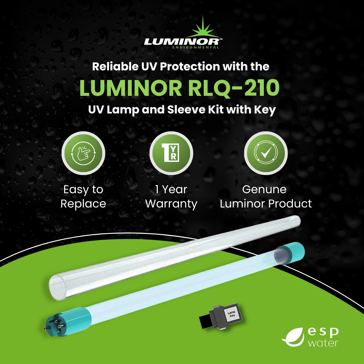 Luminor RLQ - 210 UV Lamp and Sleeve Kit for LB4 - 021, LB5 - 021, LB6 - 021 RLQ-210 - ESP Water