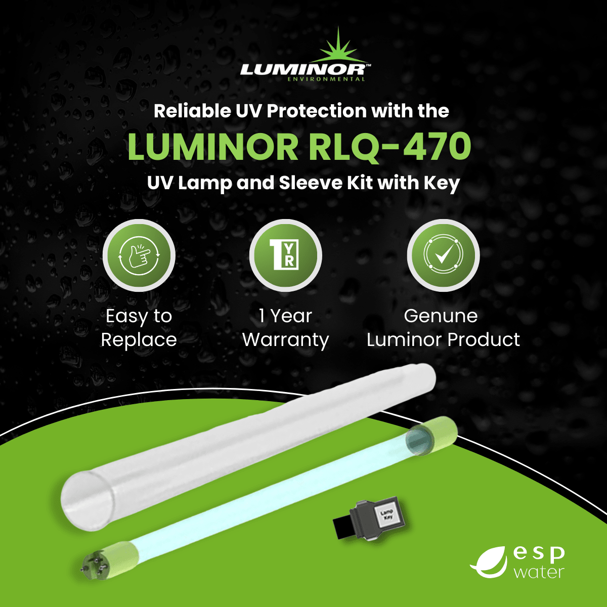Luminor RLQ - 470 UV Lamp and Sleeve Kit for LB4 - 061, LB5 - 061, LB6 - 061 RLQ-470 - ESP Water