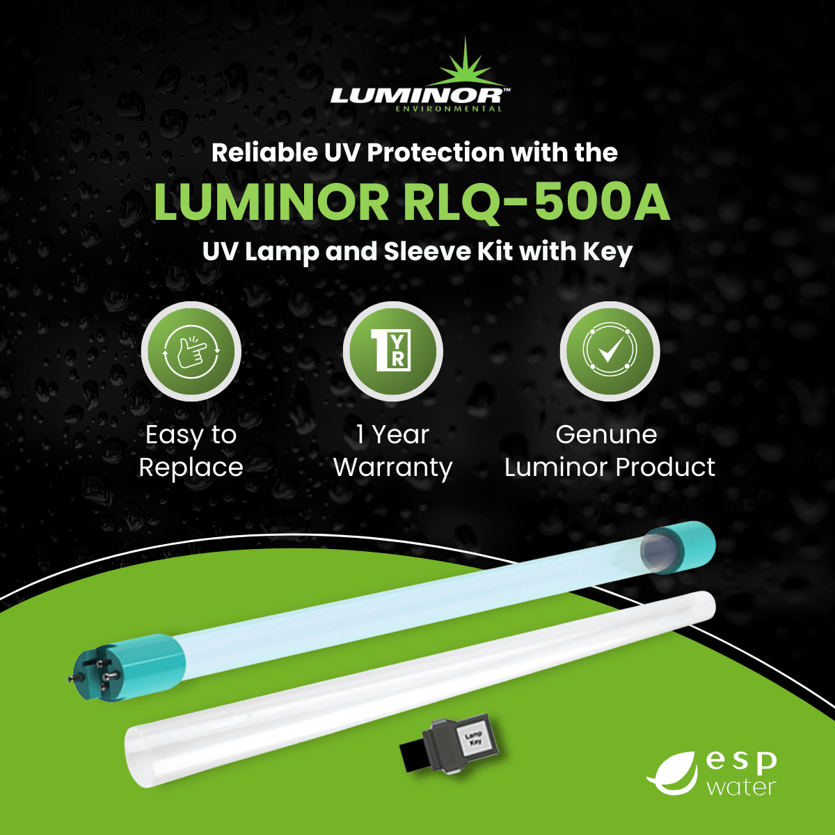 Luminor RLQ - 500A UV Lamp and Sleeve Kit for LR5 - 355, LR6 - 355 RLQ-500A - ESP Water
