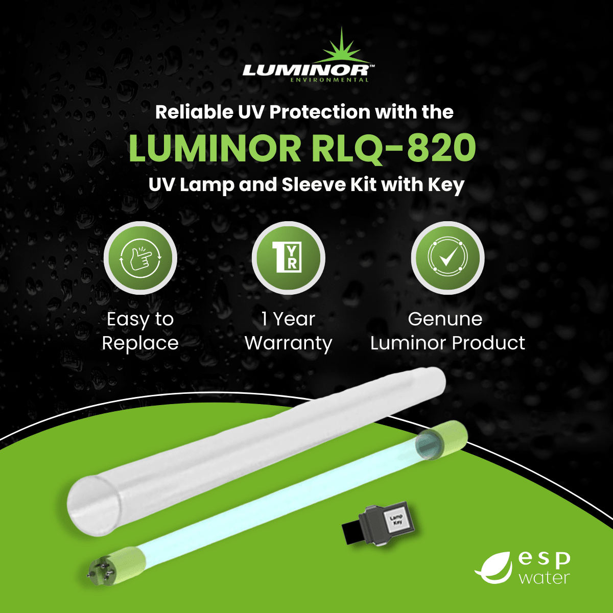 Luminor RLQ - 820 UV Lamp and Sleeve Kit for LB4 - 101, LB5 - 101, LB6 - 101 RLQ-820 - ESP Water
