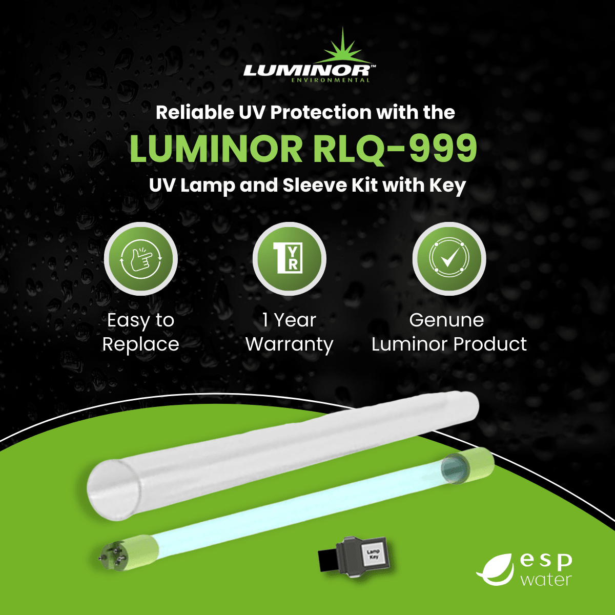 Luminor RLQ - 999 UV Lamp and Sleeve Kit for LB4 - 151, LB5 - 151, LB6 - 151 RLQ-999 - ESP Water