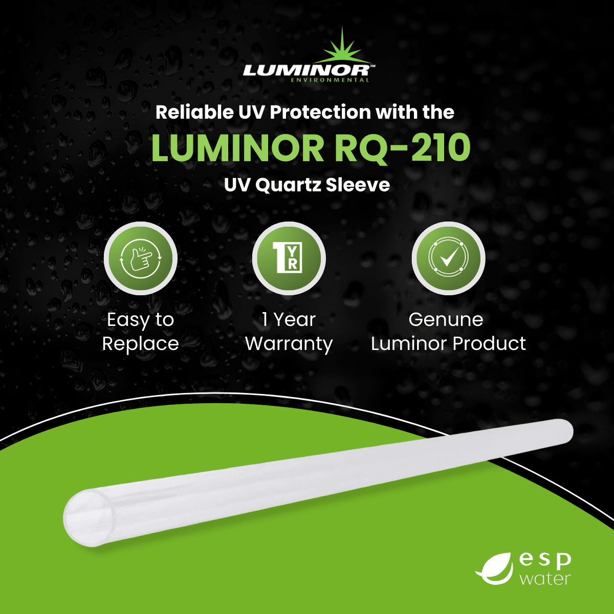 Luminor RQ - 210 Replacement UV Quartz Sleeve for LB4/5/6 - 021, LBH4/5/6 - 051 RQ-210 - ESP Water