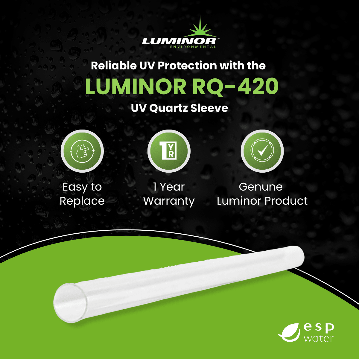 Luminor RQ - 420 UV Quartz Sleeve for LBH4 - 151, LBH5 - 151, LBH6 - 151 RQ-420 - ESP Water