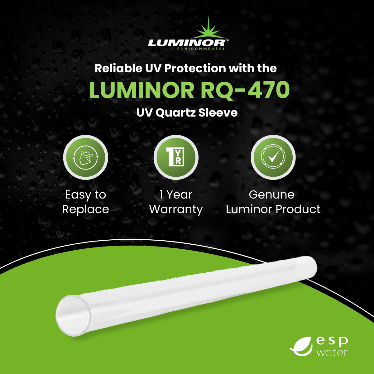 Luminor RQ - 470 UV Quartz Sleeve for LB4 - 061, LB5 - 061, LB6 - 061 RQ-470 - ESP Water