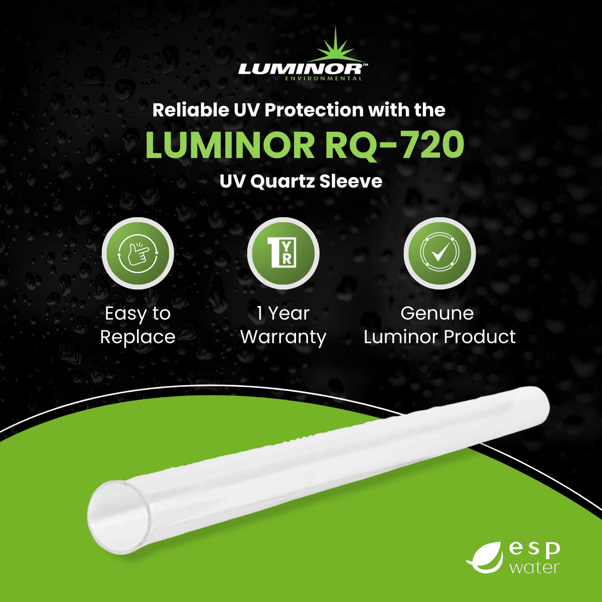 Luminor RQ - 720 UV Quartz Sleeve for LR5/6 - 552, LR5/6 - 1102 RQ-720 - ESP Water