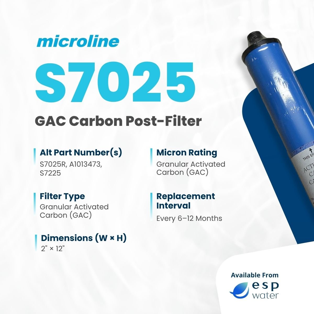 Microline S7025 Carbon Filter GAC 2" x 12 S7025 - ESP Water