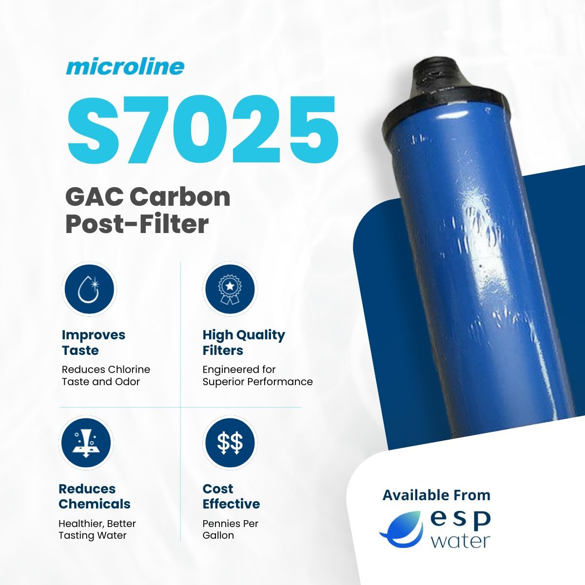 Microline S7025 Carbon Filter GAC 2" x 12 S7025 - ESP Water