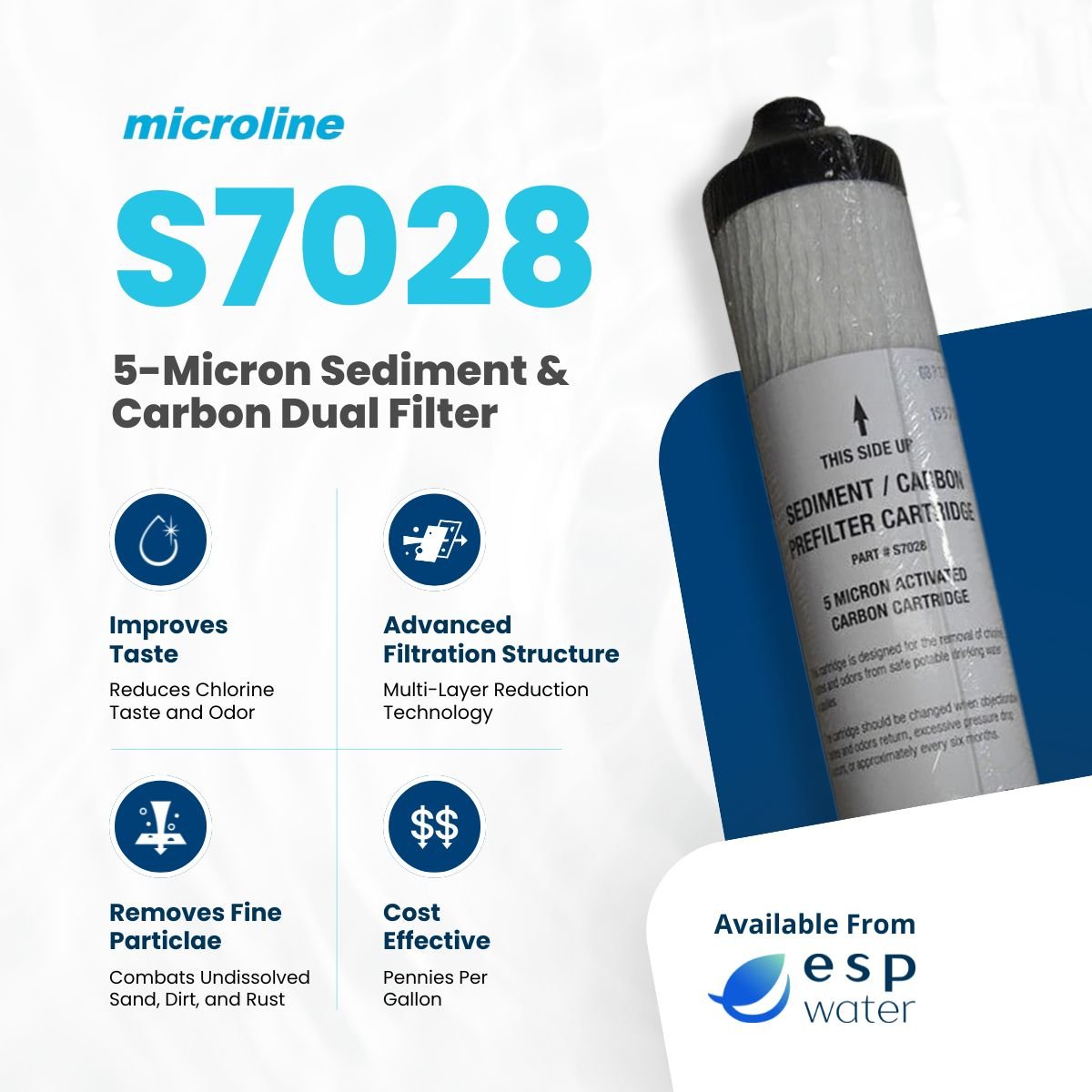 Microline S7028 Sediment/Carbon Filter 2" x 11.5" S7028 - ESP Water