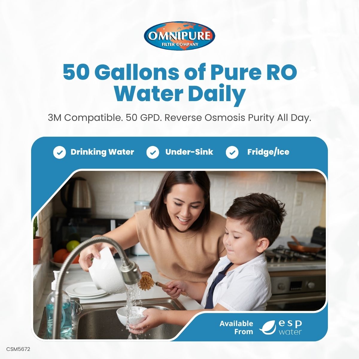 Omnipure CSM5672 RO Membrane 50 GPD - Water Factory 3M Compatible CSM5672 - ESP Water