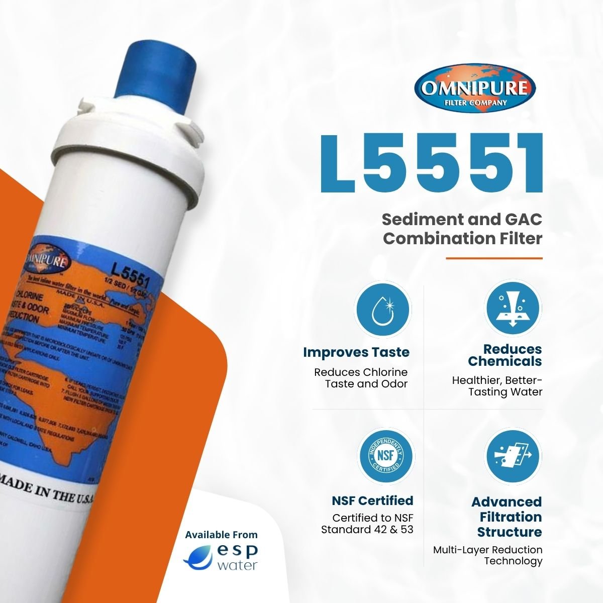 Omnipure L5551 Sediment and GAC Carbon Combo Filter - Magic Mountain L5551 - ESP Water