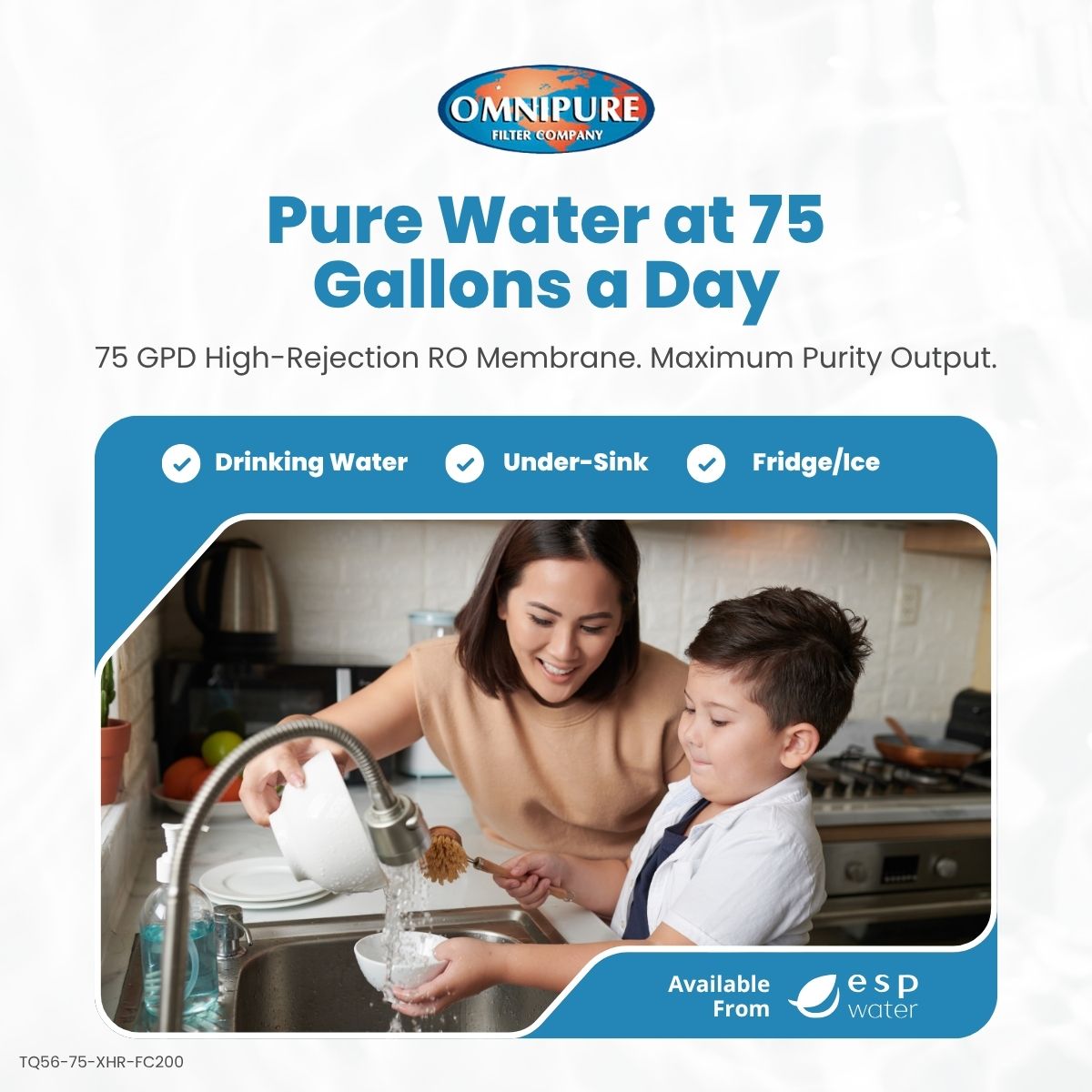 Omnipure TQ56 - 75 - XHR - FC200 RO membrane 75 GPD with Flow Restrictor TQ56-75-XHR-FC200 - ESP Water