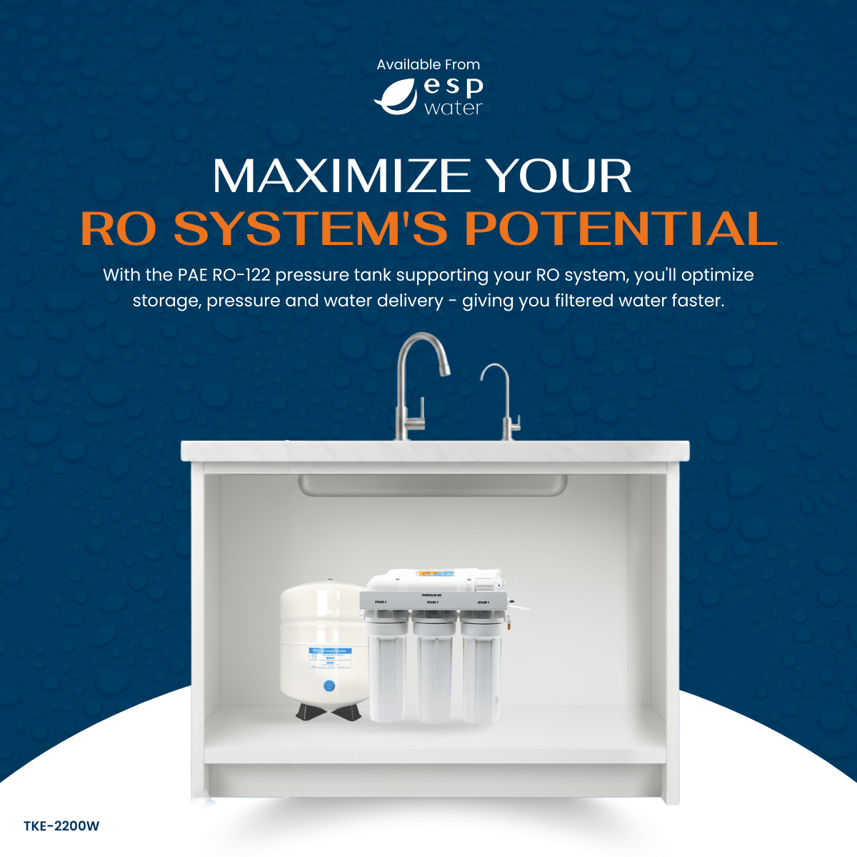 RO-122 RO Water Storage Pressure Tank 3.2 Gallon - ESP Water 