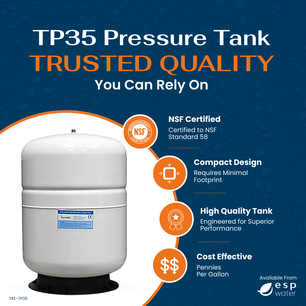 PAE 9.2 Gal Steel RO Water Storage Pressure Tank (TKE-TP35) – ESP