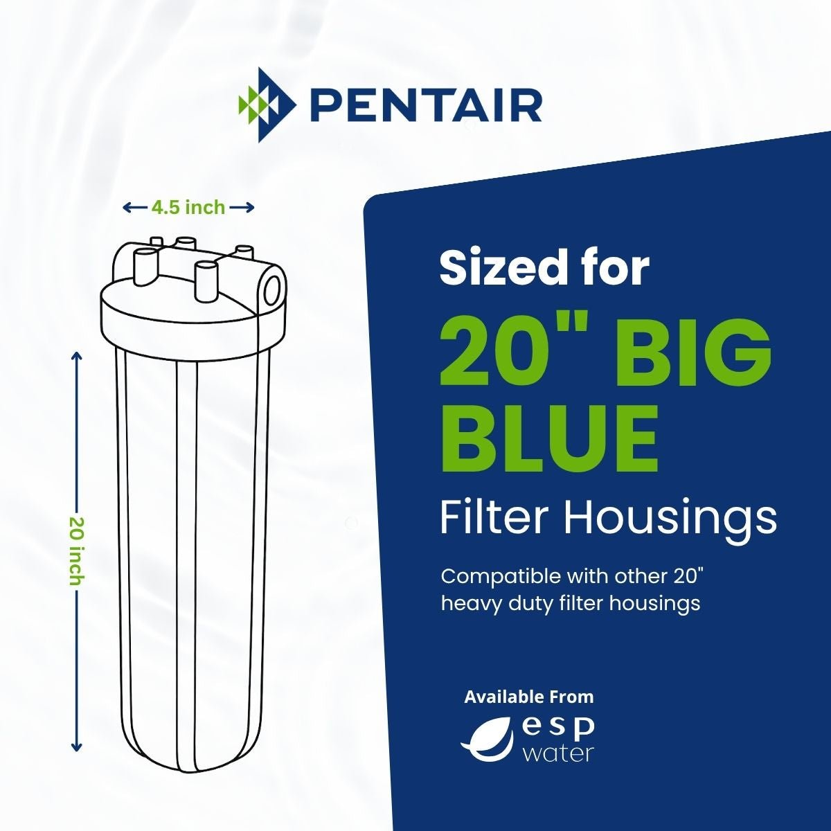 Pentair 20" Big Blue Housing with Pressure Release Valve 150233 - ESP Water