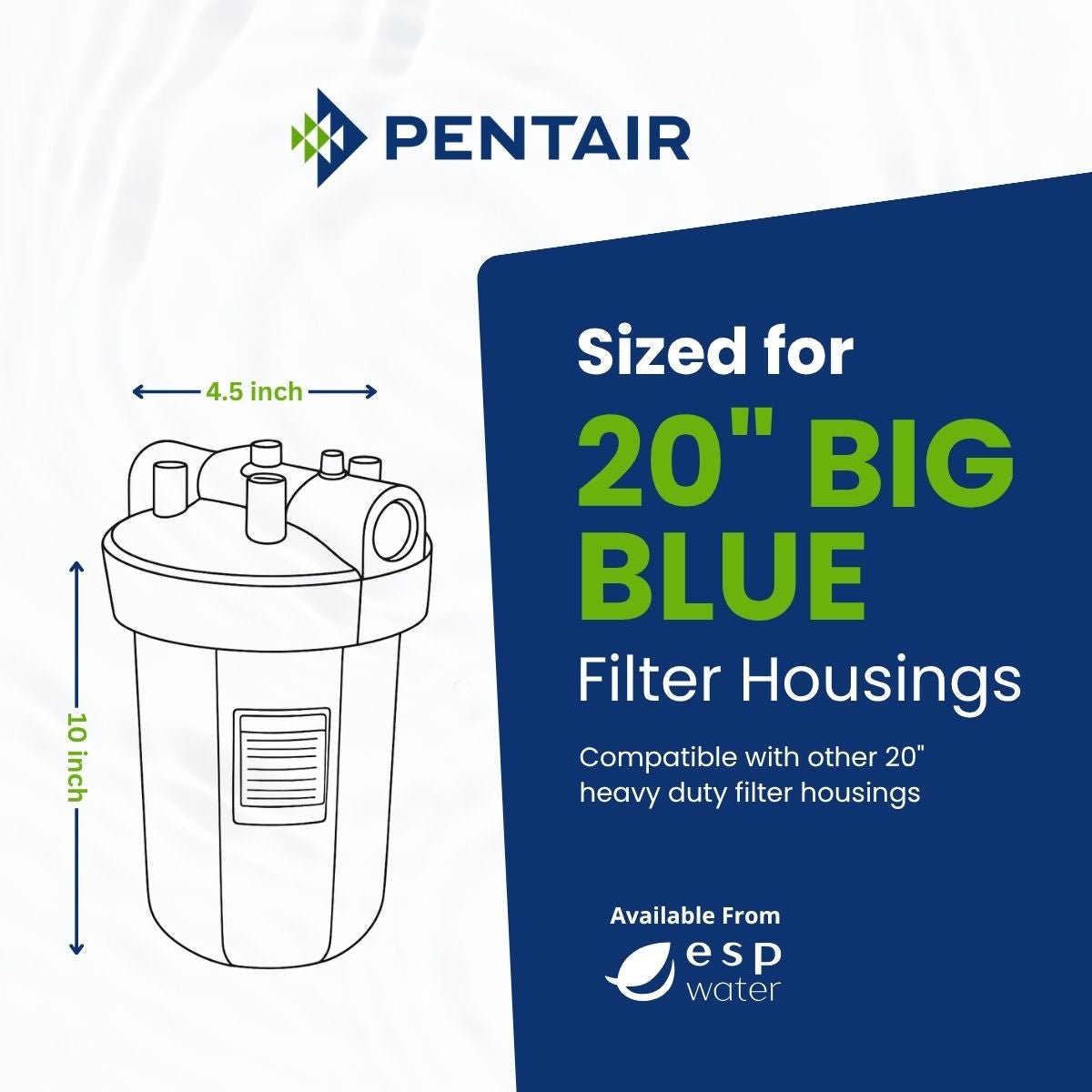 Pentair Pentek 10 - Inch Big Blue Filter Housing 10BB with 1" Ports 150237 150237 - ESP Water