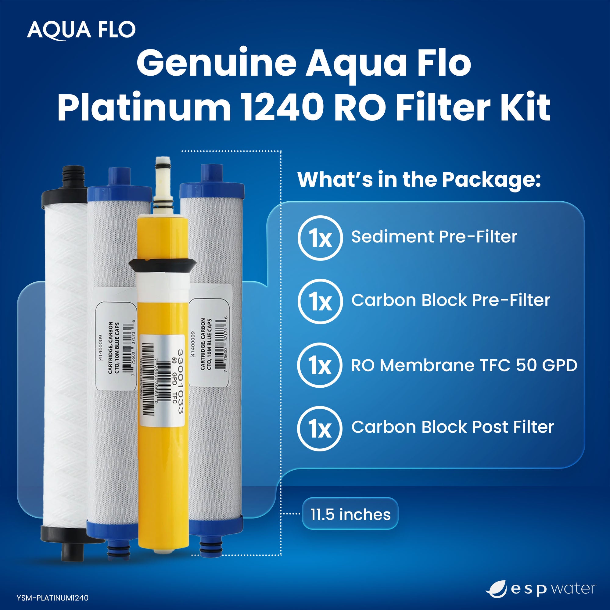 Aqua Flo Platinum 1240 RO Filter Replacement Kit with RO Membrane - ESP Water 