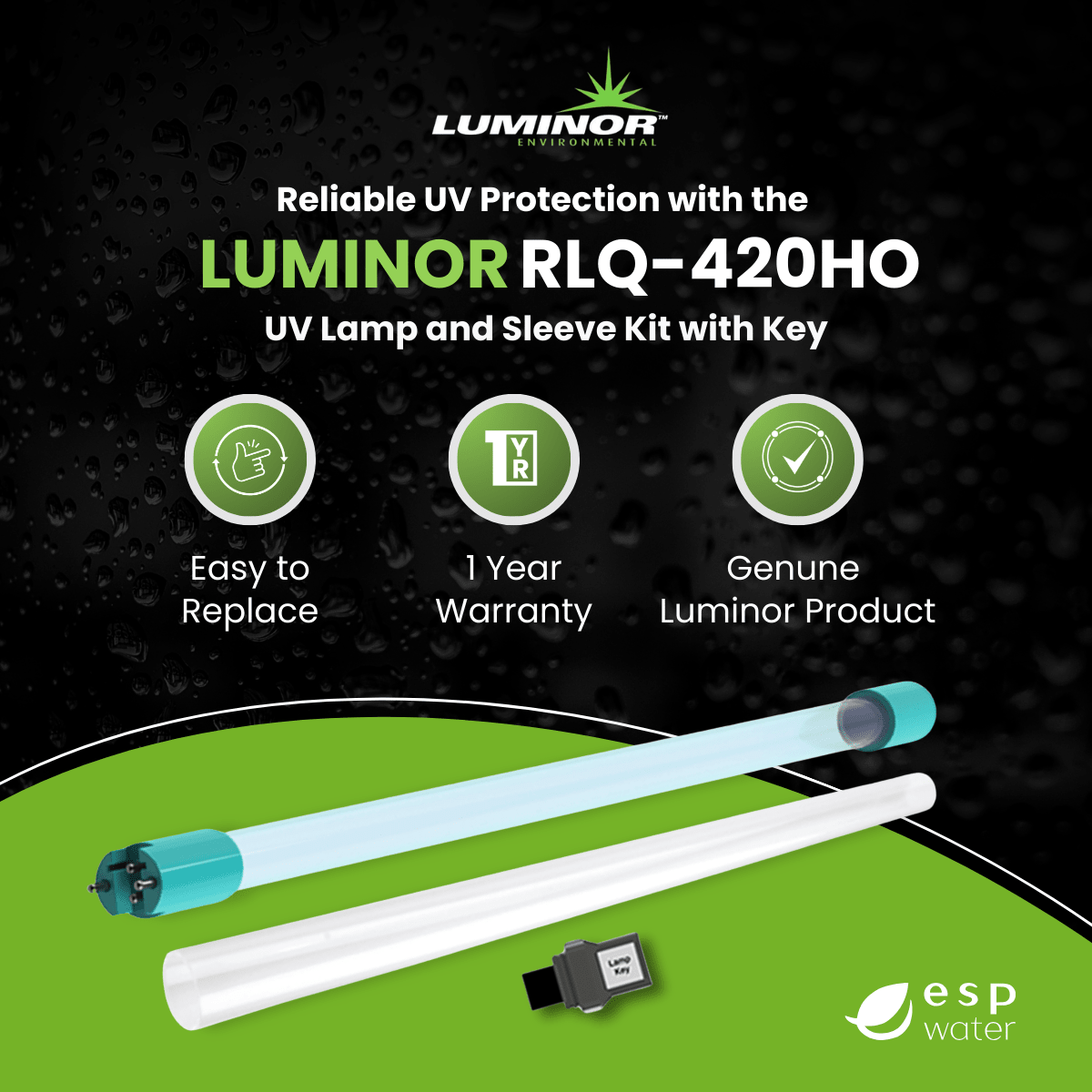 Luminor RLQ - 420HO UV Lamp and Sleeve Kit for LBH4 - 151, LBH5 - 151, LB6 - 151 RLQ-420HO - ESP Water