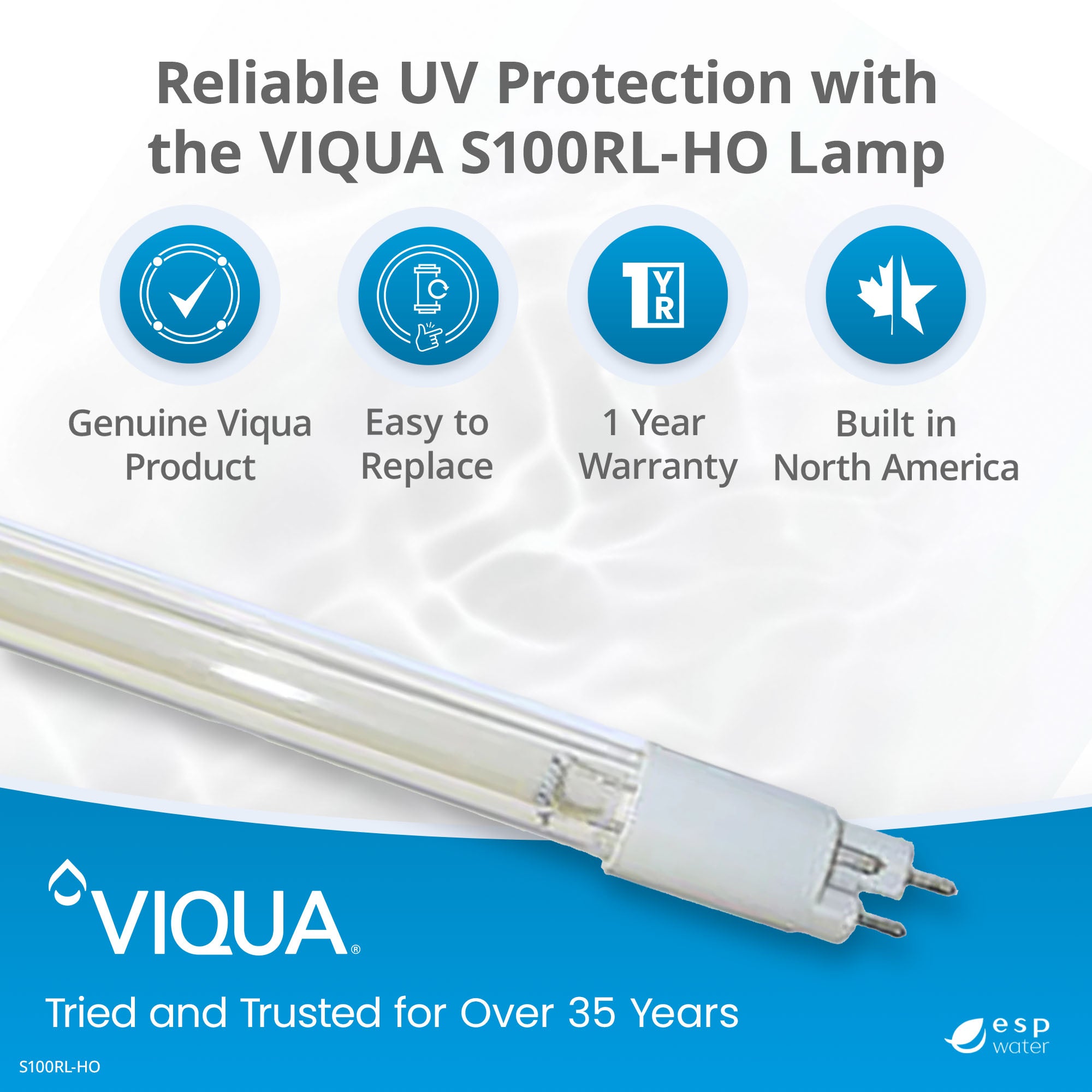 VIQUA S100RL - HO High Output UV Lamp for SPV - 1.5 & SP100 - HO S100RL-HO - ESP Water