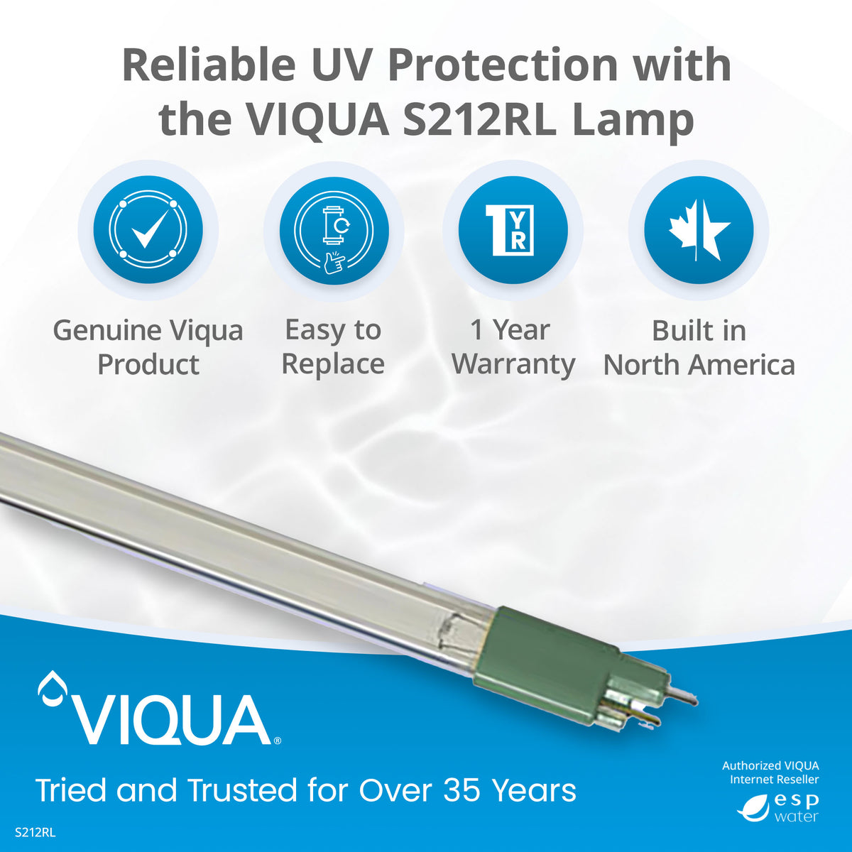 espring(初代)UVランプ UV System Replacement: VIQUA S212RL UV Lamp for VT1, SC1 & SQ-PA