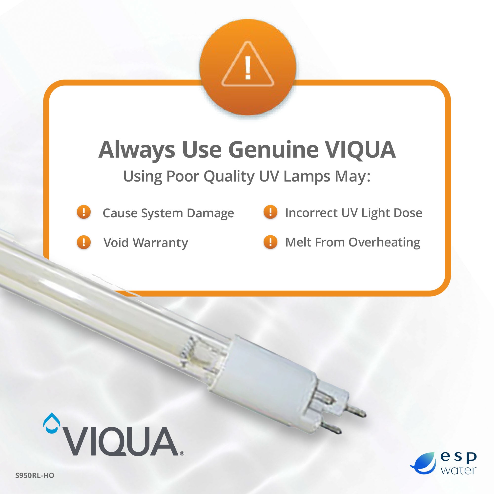 VIQUA S950RL - HO UV Lamp for VP950, VP950M, SPV - 950, SP950 - HO S950RL-HO - ESP Water