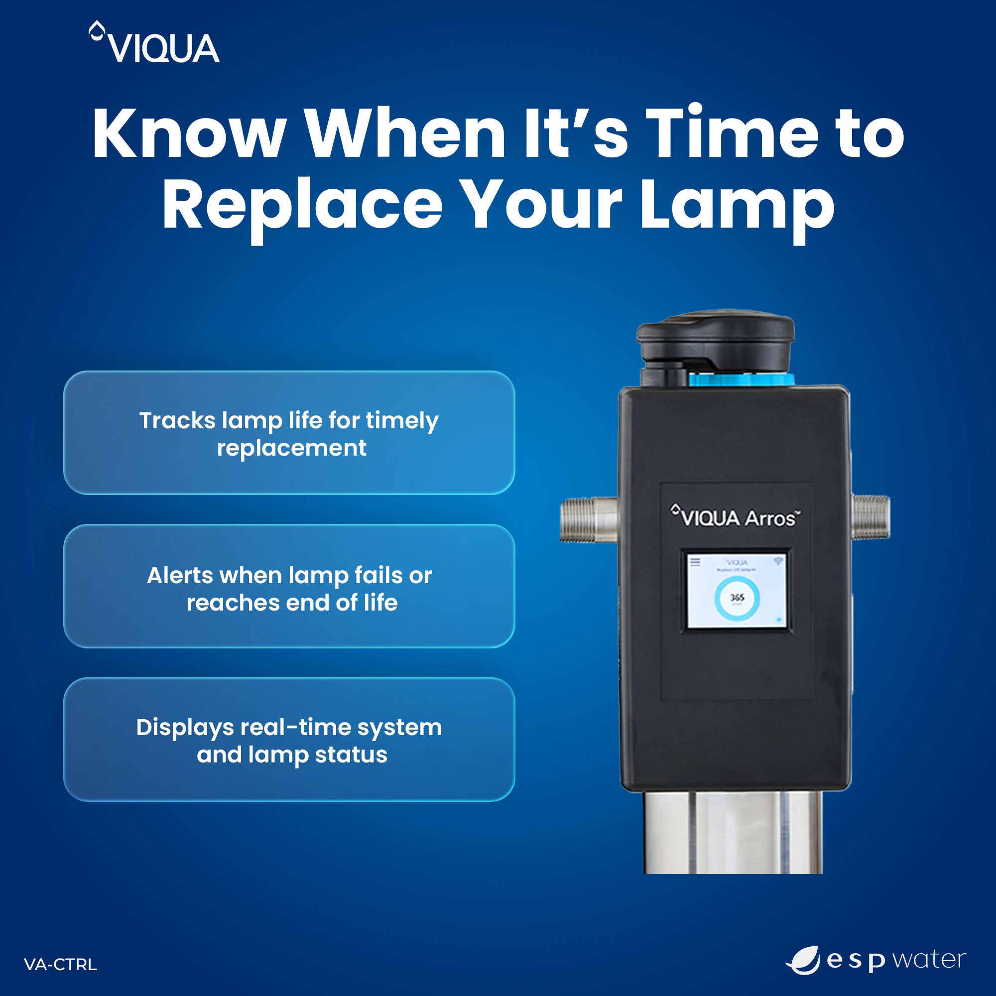 VIQUA VA-CTRL Replacement UV Controller for Arros Series 100–240V - ESP Water 