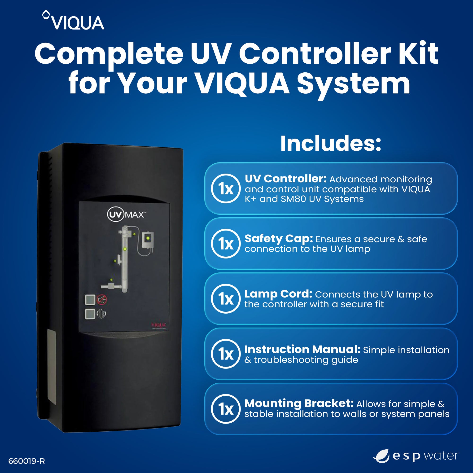 VIQUA 660019-R UV Controller Kit for K+ and SM80 100-240V - ESP Water 