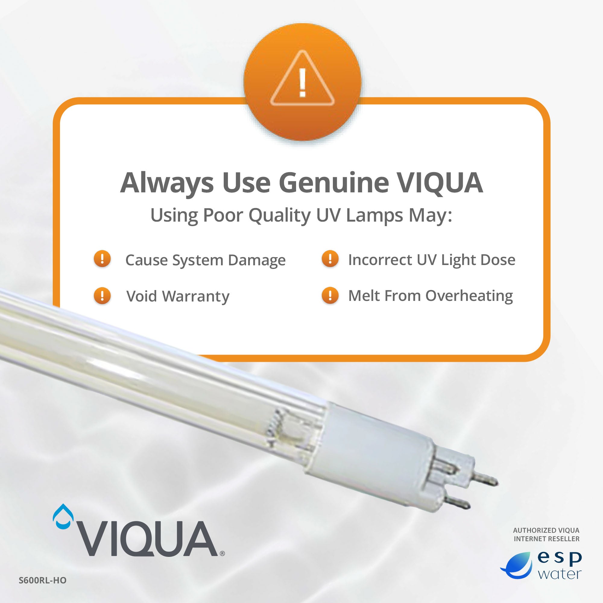 VIQUA S600RL-HO UV Lamp for VP600, VP600M, SC-600, SCM-600 - ESP Water 