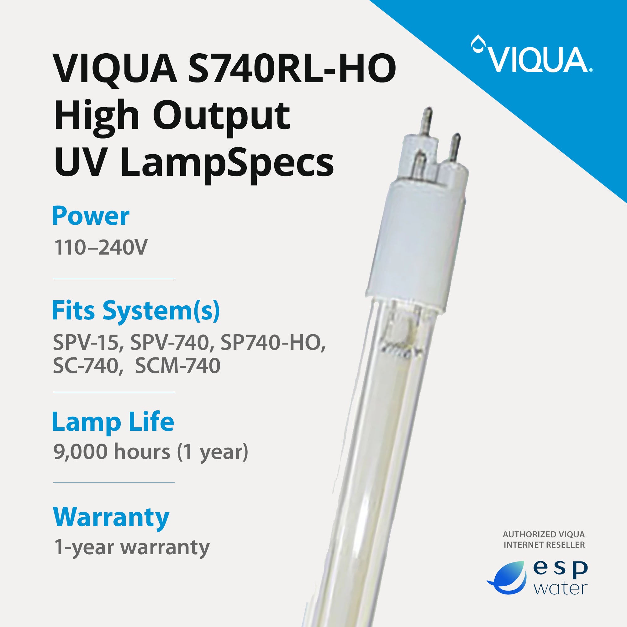 VIQUA S740RL-HO UV Replacement Lamp for SPV-15, SP740-HO, SC-740