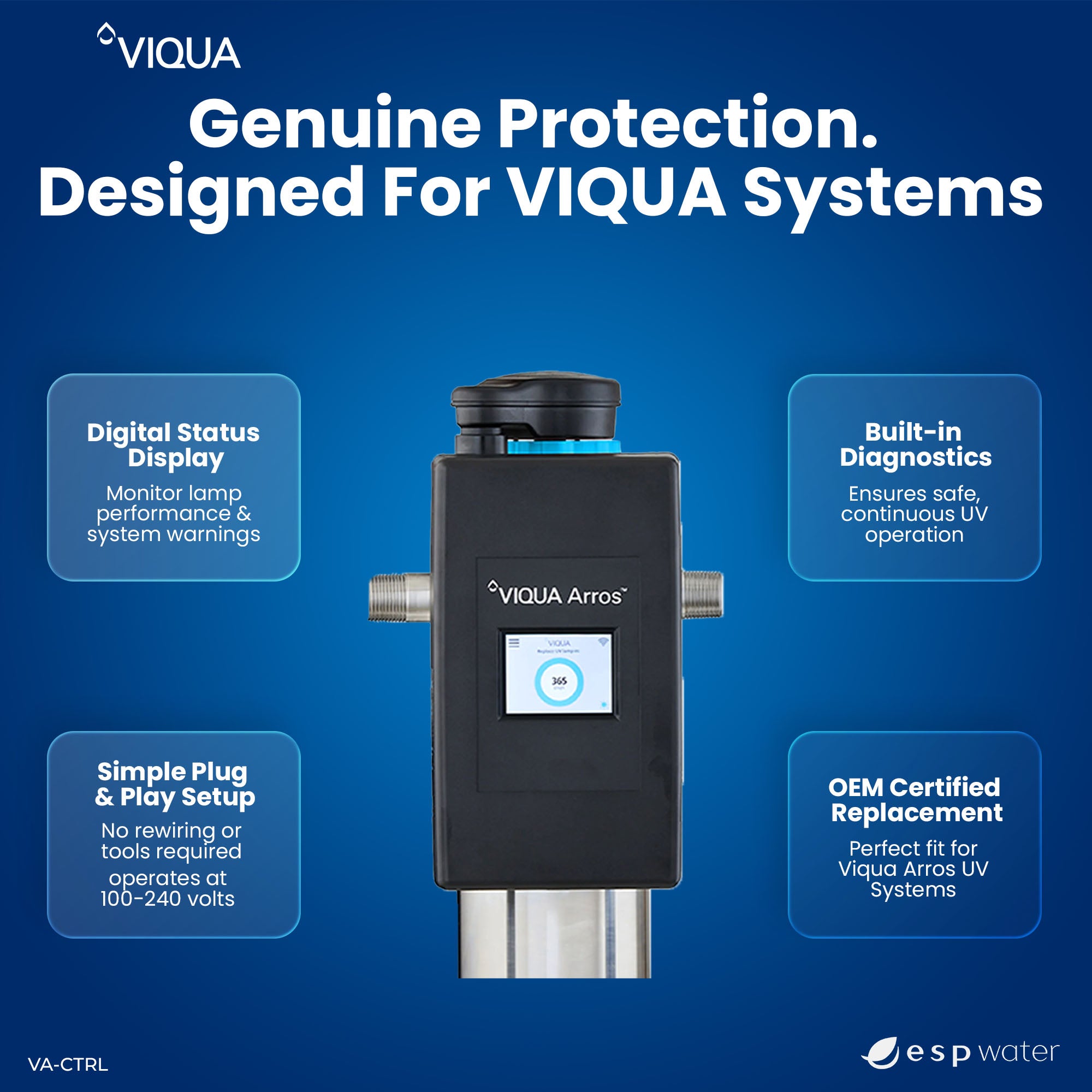 VIQUA VA-CTRL Replacement UV Controller for Arros Series 100–240V - ESP Water 