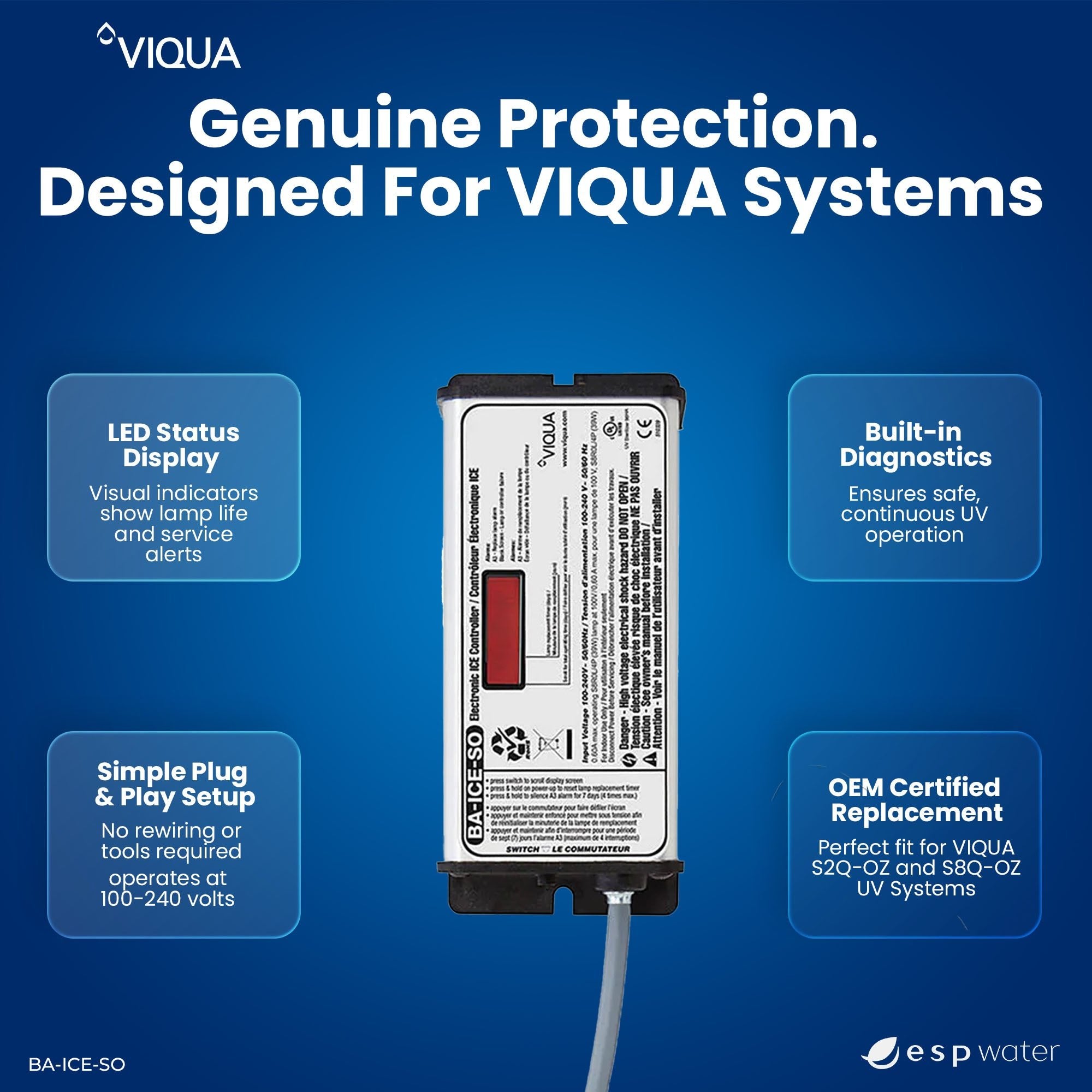 VIQUA BA - ICE - SO UV Ozone Controller for S2Q - OZ and S8Q - OZ BA-ICE-SO - ESP Water