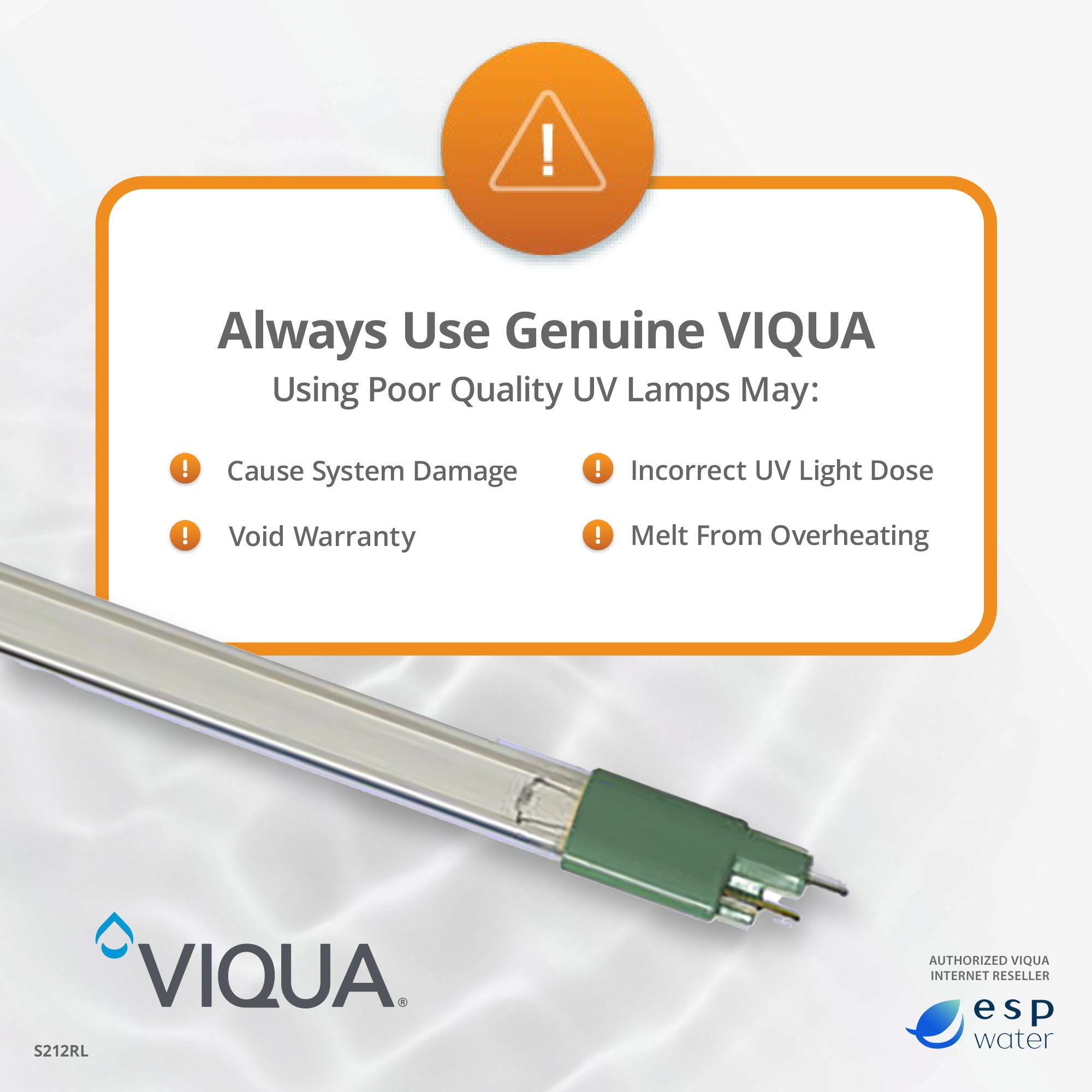 VIQUA S212RL UV Lamp for VT1, SQ-PA, SC1 Series Systems - ESP Water 