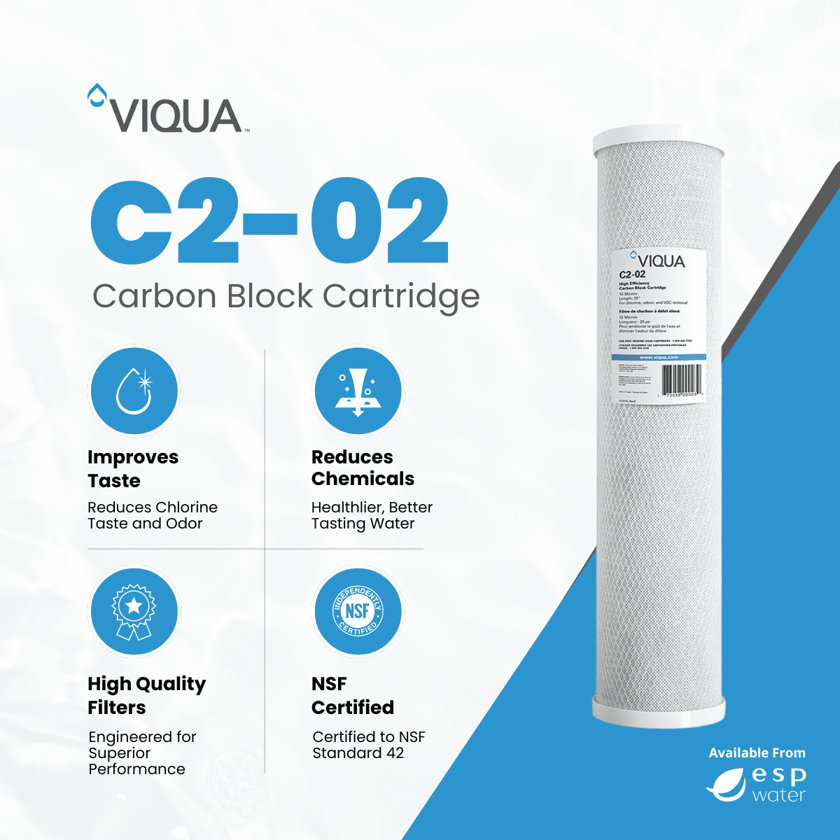 VIQUA C2 - 02 Carbon Block Filter 10 Micron 4.5" x 20" C2-02 - ESP Water