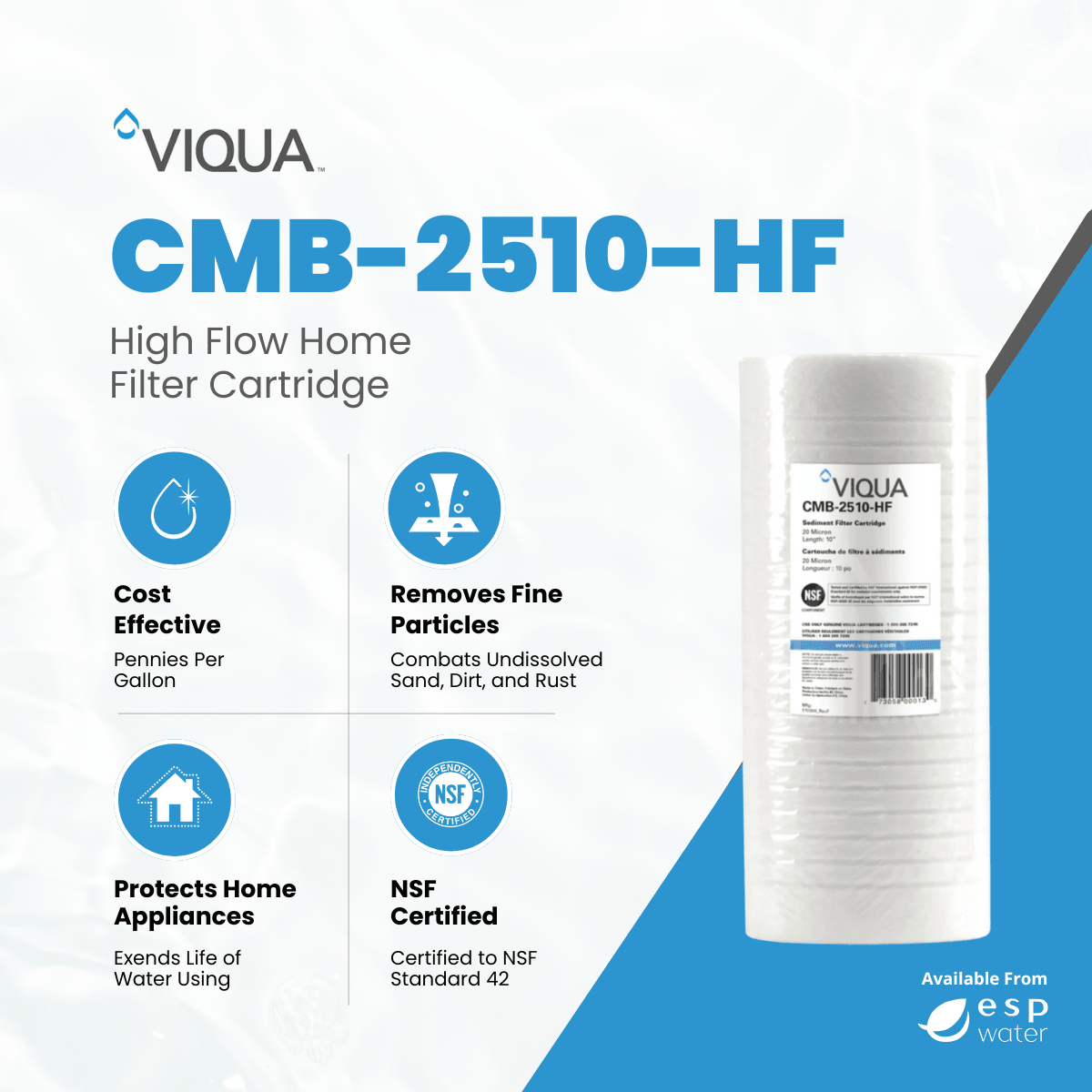 VIQUA CMB - 2510 - HF 20 - Micron Sediment Filter CMB-2510-HF - ESP Water