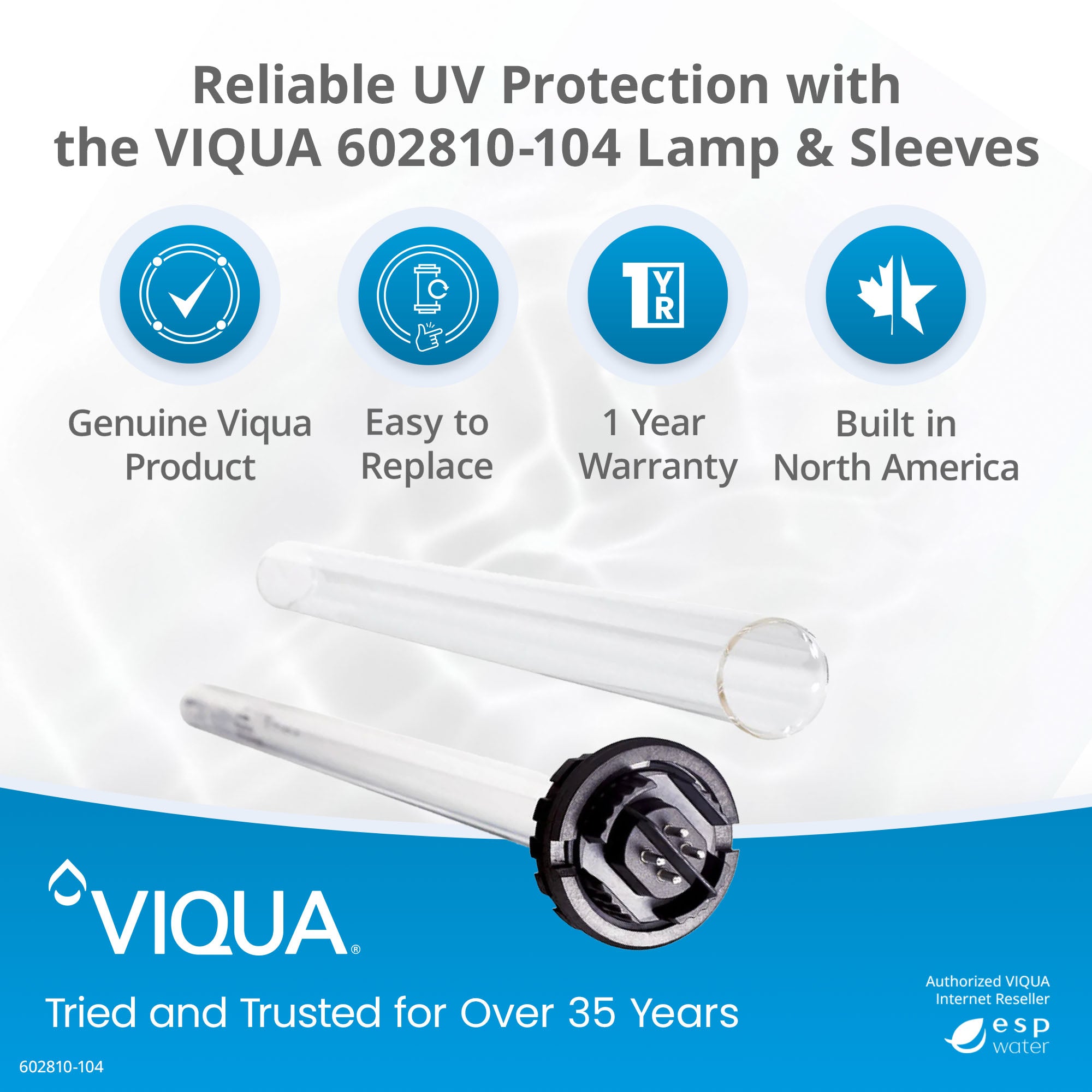 VIQUA 602810-104 UV Lamp and Sleeve Kit for F, F4, F4+, F4-V, PRO15 - ESP Water 