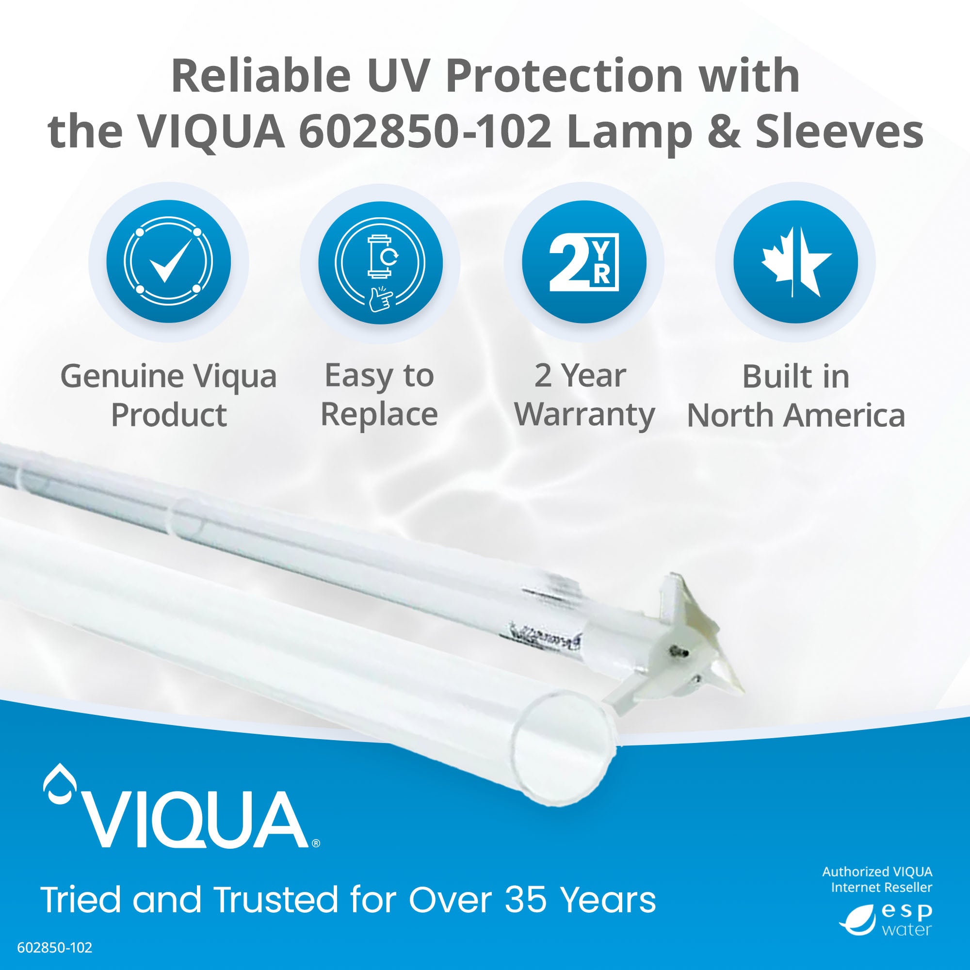 VIQUA 602850-102 UV Lamp and Sleeve Kit for PRO20, H, H+ - ESP Water 