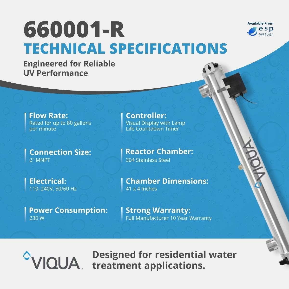 VIQUA 660001 - R K UV System 80 GPM 2" MNPT 660001-R - ESP Water
