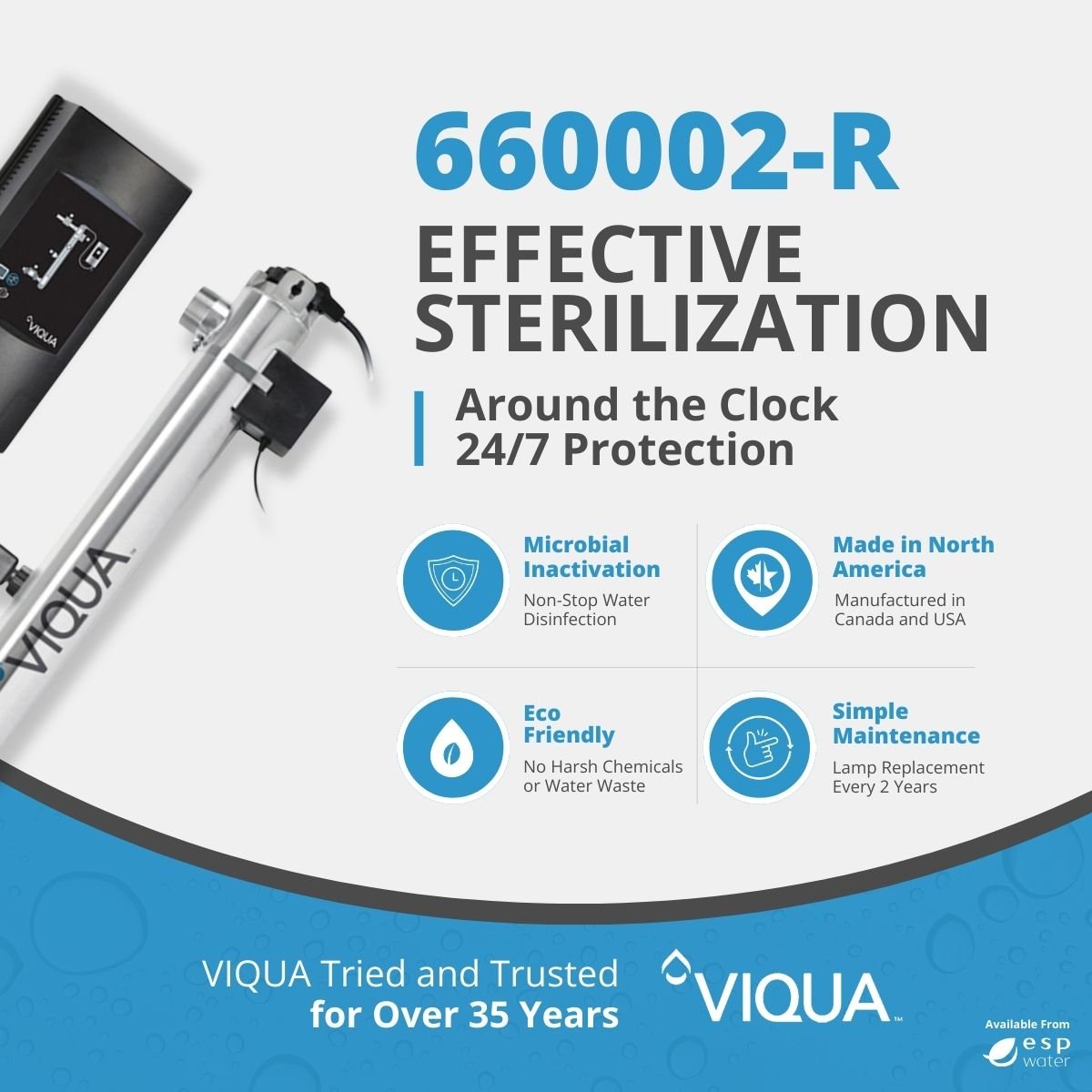 VIQUA 660002 - R K+ UV System with Sensor, 80 GPM , 2" MNPT 660002-R - ESP Water