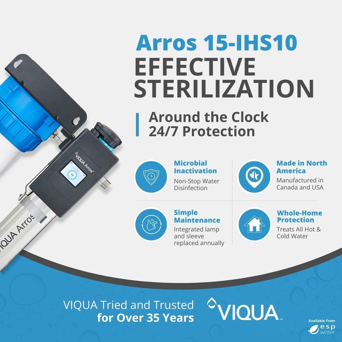 VIQUA Arros 15 - IHS10 UV System 15 GPM with Sediment Filter Arros 15-IHS10 - ESP Water